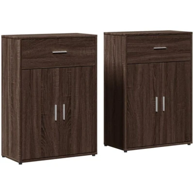 Image of vidaXL Sideboards 2 pcs Brown Oak 60x30x84 cm Engineered Wood