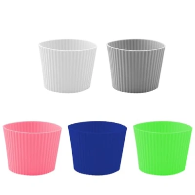 Image of Tabanzhe 5PCS Heat Resistant Coffee Cup Sleeve,Assorted Colors Silicone Covers for Drinks,Nonslip Reusable Mug Protective Sleeve Glass Bottle Protector