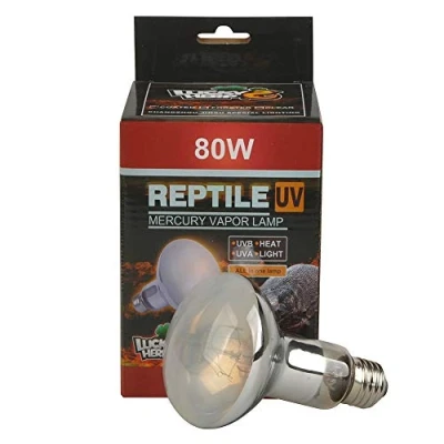 Image of Lucky Herp Reptile UVA UVB Mercury Vapour Bulb Lamp,80 Watt,R80,E27 Screw Thread,Six Month Guarantee (Coated)