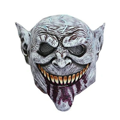 Image of Bristol Novelty BM542 Leprechaun Goblin Mask Bloody Tongue, Men, Women, Grey, One Size
