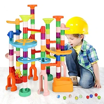 Image of Marble Run,135PCS Building Construction STEM Toy Set for Kids Age 3 12Year,Solid Race Track,Easy to Assemble Learning Educational Rush,Gifts Boys Girls