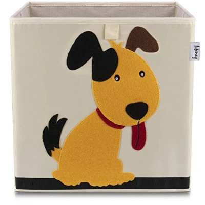 Image of LIFENEY Children&#039;s Storage Box with Dog Motif, Toy Animal Suitable for Cube Shelves, Organiser the Room, Basket Children