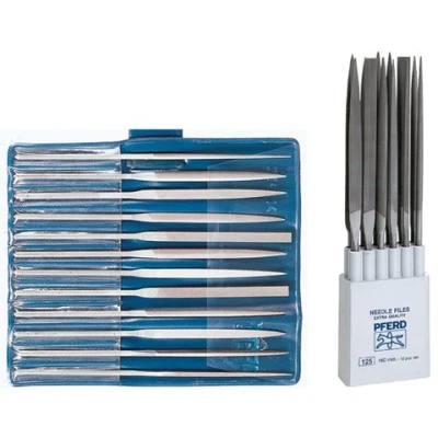 Image of Pferd Set of 12 Needle Files in Different Shapes, Length 160 mm, Swiss Cut 1, Roll Case 266/16 C1 mm