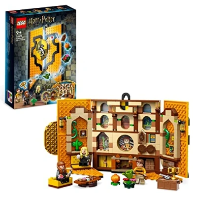 Image of LEGO 76412 Harry Potter Hufflepuff House Banner, Hogwarts Castle Common Room Toy or Wall Decoration, Set with 3 Minifigures and Mandrake, Collectable Travel Toys