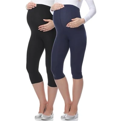 Image of Be Mammy Womans 3/4 Maternity Leggings Tights BE20 229(Black, XL)