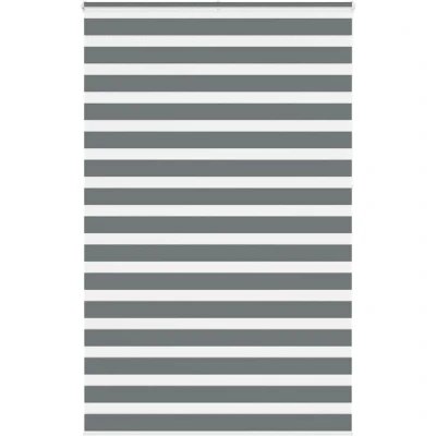 Image of vidaXL Zebra Blind Dark Grey 145x230 cm Fabric Width 140.9 Polyester