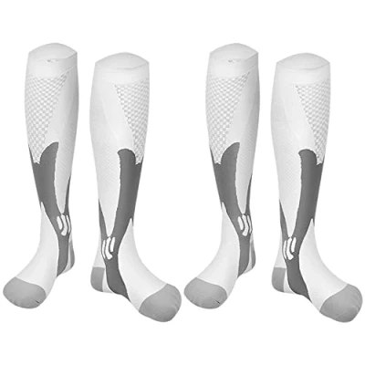 Image of 2 Pair Compression Socks Women &amp; Men Stockings 20 30mmHg Support Knee High Cushioned Graduated for l Running, Athletic, Travel