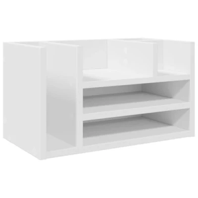 Image of vidaXL Desk Organiser White Engineered Wood 6 Compartments 44.5x24x25 cm Home/Office Storage Tray