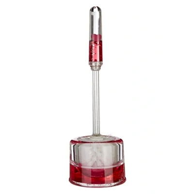 Image of Premier Housewares Acrylic Toilet Brush Holder with Floating Hearts, Clear/Red, 12 x 36 cm