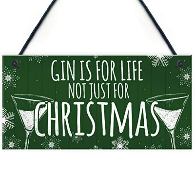 Image of RED OCEAN Secret Santa Gifts Funny Gin Gift Novelty Christmas Tree Bauble Decoration Hanging Plaque Sign