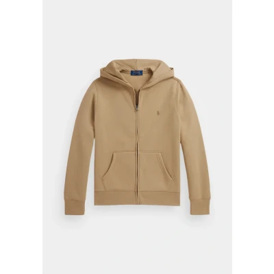 Image of Polo Ralph Lauren Fleece Fullzip Hoodie Zipup sweatshirt, Size: 14 16y, Vintage khaki