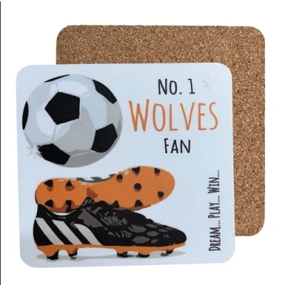 Image of Wolves Wolverhampton Wanderes FC Football Club Fan COASTER DRINK MAT by WHITE COTTON CARDS (C FN66)