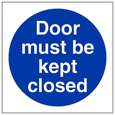 Image of V Safety Door must be kept closed 100x100mm Magnetic Sign