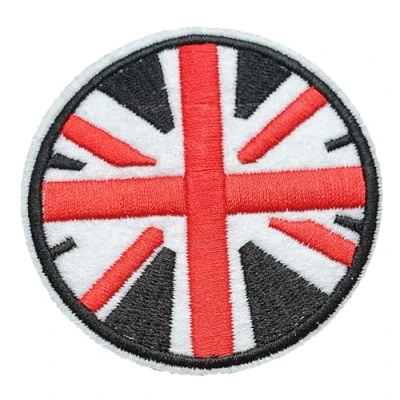 Image of Fat catz copy Circle Round Union Jack England Patriotic Flag Embroidered Patch Badge Iron or Sew on 7cm Diameter