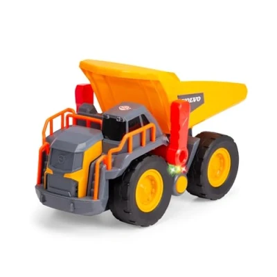 Image of Dickie Toys 203725006 Volvo, Toy Excavator Detects 3 Different Weight Levels, Movable Shovel Arm, Light &amp; Sound, Includes Batteries, 30 cm, yellow/grey, Schaufelbagger