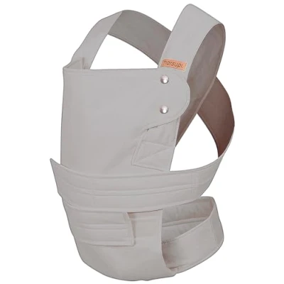 Image of marsupi Baby Carrier for Newborns from Birth up to 15kg Compact with Sturdy Velcro System Made Breezy Cotton Linen Fabric Breeze/Lightgrey/Size XL