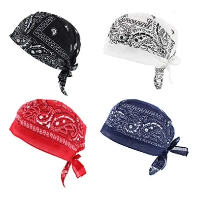Image of Zac&#039;s Alter Ego 4 Fitted Paisley Print Zandanas. (Easy Tie Durag/Skull Cap)