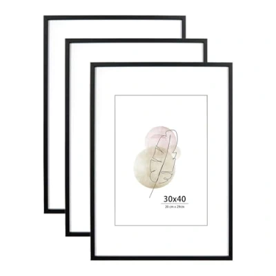 Image of KAIWIN 30x40 cm Picture Frame Black Set of 3, Wooden Poster with white mat, 16x12 Frames for Wall Mounting Display Home, Office,Gallery Photos, Posters, Puzzles