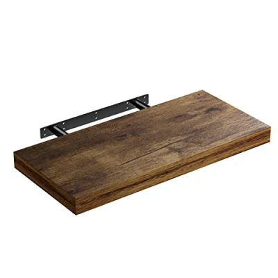 Image of CASARIA® 70cmx23cm Matt Black Floating Shelf Including Bracket Wall Shelving Living Room Kitchen Bedroom Office 38mm Thick Hidden Fixing 15kg Capacity MDF