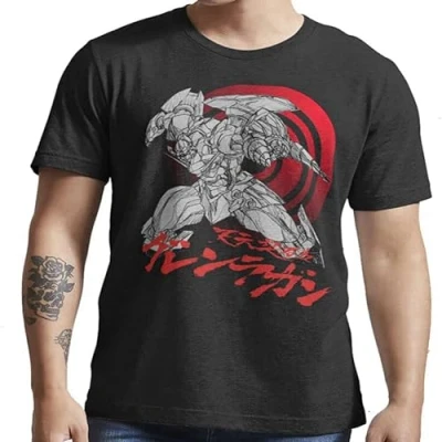 Image of Gurren Lagann Men&#039;s Cotton T Shirt Fashion Round Neck Short Sleeve Tee Black 3XL