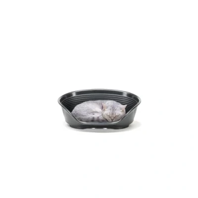 Image of FERPLAST Dog Bed &amp; Cat Plastic Extra Small 100% Recycled Washable Basket Breathable Antislip Siesta Deluxe 43 x 28 h 17,5 CM, XS, BLACK