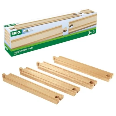 Image of BRIO Long Straights Wooden Train Track for Kids Age 3 Years Up Compatible with all Railway Sets &amp; Accessories