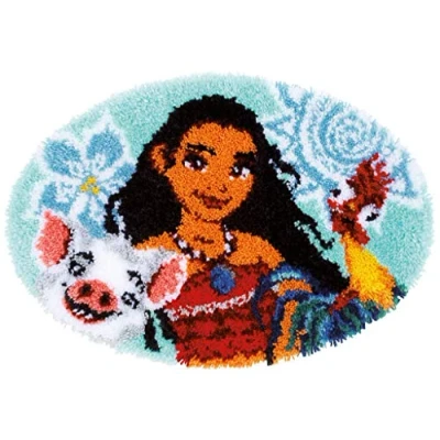 Image of Vervaco WD Latch Hook Shaped Rug Moana, Cotton Blend, Assorted, 25.5 x 2.8 17.8 cm