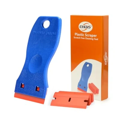 Image of Ehdis Scrapers, Glass Scraper Ceramic Plate with 10 Plastic for Removing Labels, Glue, PaintStickers and Decals, Blue