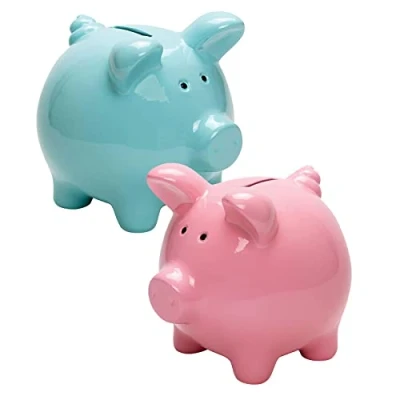Image of simpahome Keepsake Gifts Ceramic Piggy Bank Duo Gift Sets: Pink &amp; Blue Set