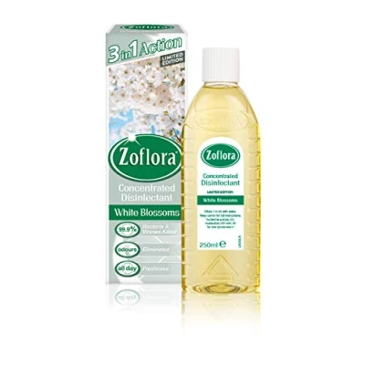 Image of Zoflora White Blossoms 250ml, Concentrated 3 in 1 Multipurpose Disinfectant Kills 99.9% of Bacteria &amp; Viruses