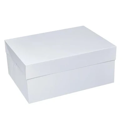 Image of LARRYROO Oblong Cake Box, 6 Inches High White Rectangle Container For Cake, Tray Bake &amp; Cupcake Display in Range of Sizes (16&quot; x 12&quot;)
