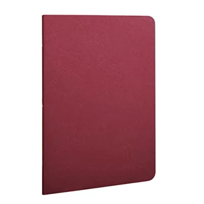 Image of Clairefontaine Ref 733162C Age Bag Staplebound Notebook (96 Pages) A5 Size, Lined Rulings, 90gsm Brushed Vellum Paper Red Leather Effect Cover