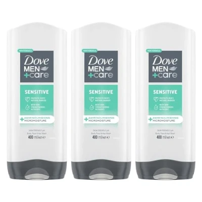 Image of Dove Men+Care 3 in 1 Body, Face &amp; Hair Wash Hydrating Sensitive Provides 24 Hour Nourishment with Clean and Calm Scent of Fresh Mint Cedar Body for Men, 400ml Pack