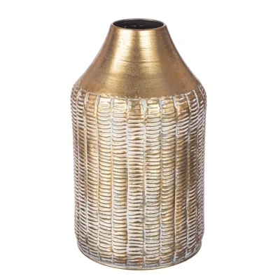 Image of Casablanca Decorative Vase Large Modern Metal Decoration Pampas Grass Living Room Gift Birthday Colour: Gold Height 39 cm