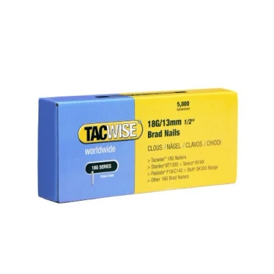 Image of Tacwise 0393 Type 18G / 13 mm Galvanised Brad Nails, Pack of 5,000, Silver