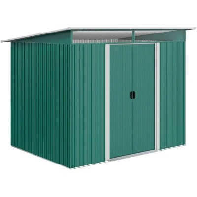 Image of Outsunny 8.5 X 6ft Garden Shed Storage Tool Organizer with Sliding Door Vent Green