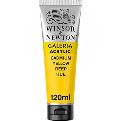Image of Winsor &amp; Newton 120ml Galeria Acrylic Paint Cadmium Yellow Deep Hue