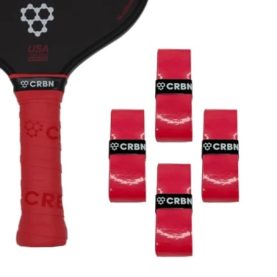 Image of CRBN Drytec™ Overgrips Pickleball Paddle Grip Tape Absorbs Shock &amp; Moisture 4 Pack, Red