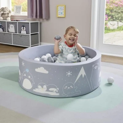 Image of Liberty House Toys LHTARCPIT Soft Foam Ball Pit Arctic Pattern Complete with 200 Balls, Grey, H30 x W90 D91