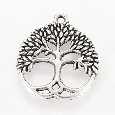 Image of Julz Beads 10 Tree of Life Charms Pendants Antique Silver Tone 26mm x 23mm P00171H