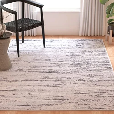 Image of SAFAVIEH Modern Abstract Rug for Living Room, Dining Bedroom Amelia Collection, Short Pile, in Grey and Navy, 91 X 152 cm