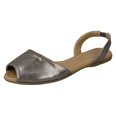 Image of SPOT ON Ladies Flat Slingback Mule Sandals Pewter Metallic UK Size 6 EU 39 US 8