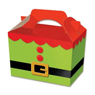 Image of THEMED Party Boxes PACK OF 10 Children/Kids Carry Food Meal Fun Picnic Birthday Wedding Favour / Baby Shower Box Loot Bag (Elf Tunic)