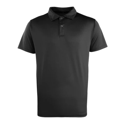 Image of Premier Unisex Adult Coolchecker Pique Polo Shirt (Black) Size Small