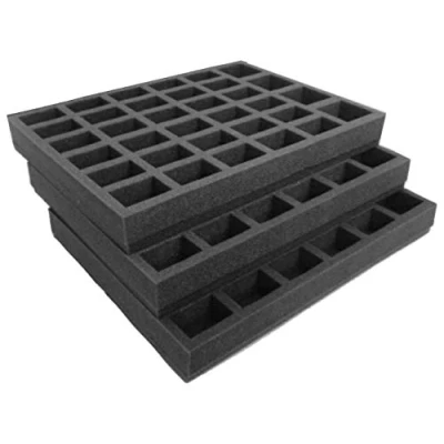 Image of Replacement Tray Set for Gamesworkshop Classic plastic figure case. Carry 102 troops on up to 32mm bases. Ideal 9 squads of 10 50mm tall, plus 12 HQ. Perfect Games Workshop figures
