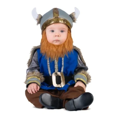 Image of VIVING Adorable Viking Costume 12 24 M (Jumpsuit with Integrated Belt, Hat and Beard)