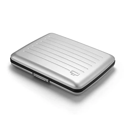 Image of ÖGON Aluminium Wallet Smart case V2 Large Version Hidden Compartment for Coins and banknotes RFID Blocking Card Holder Up to 10 Cards, Receipts Tickets Silver