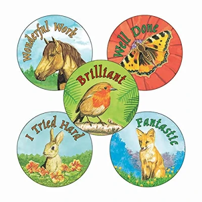 Image of 150 Brilliant Well Done I Tried Hard Wildlife Animals Childrens Pupils School Praise Teachers Reward Stickers 25mm Primary Teaching Services