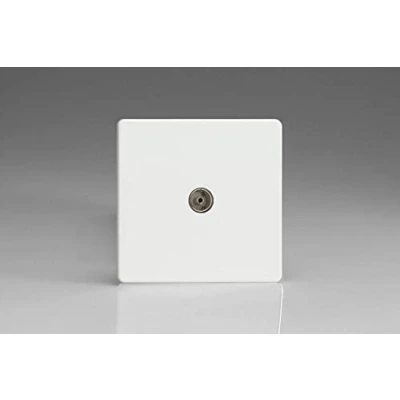 Image of Varilight 1 Gang TV Plug Socket, Co Axial Premium White XDQ8S