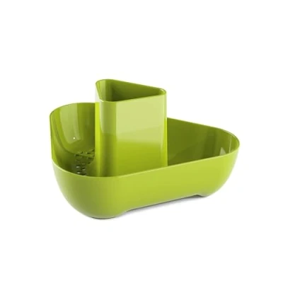Image of Zeal Corner Sink Tidy Organiser, Compact Cutlery Utensil Drainer Caddy Rack, Lime Green